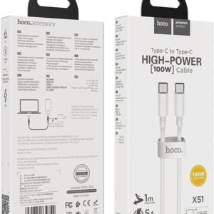 كابل نوع C للشحن ونقل البيانات بقوة عالية (5 امبير/100 وات/1 متر)