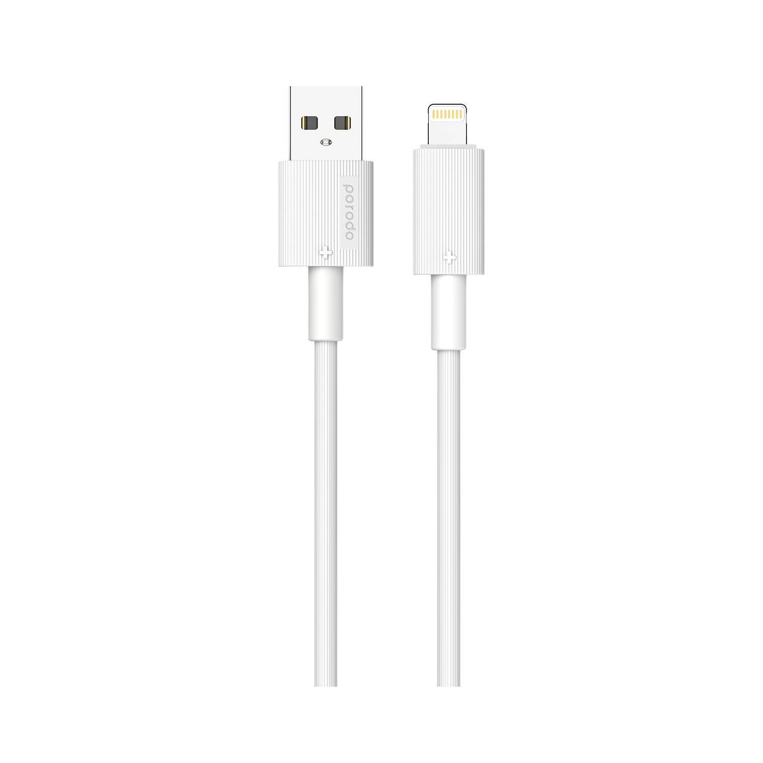 كابل USB A إلى Lightning PVC من Porodo، - أبيض