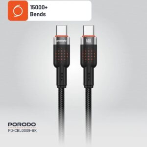 كابل ألومنيوم مضفر من بورودو USB-C إلى USB-C بطول 1.2 متر شحن سريع PD بقوة 60 وات , اسود