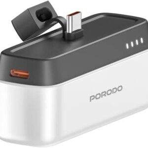 باور بانك بورودو 5000 مللي أمبير مع موصل USB من النوع C، PD 20 وات، 0-60 في 35 دقيقة , أبيض
